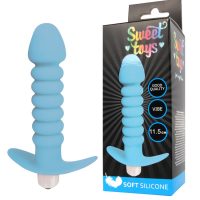 SWEET TOYS Анальная втулка с вибрацией L 115 мм D 30x25 мм, цвет голубой