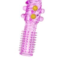 TOYFA Насадка на пенис с шариками TOYFA Basic, TPE, фиолетовый, 14 см