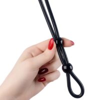 TOYFA Лассо на пенис A-toys by TOYFA с двумя бусинами, силикон, черное, 19,5 см