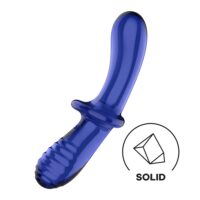 SATISFYER Стеклянный двухсторонний стимулятор Double Crystal (голубой)