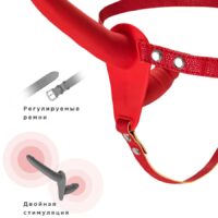 TOYFA Страпон на креплении Black&Red by TOYFA, силикон, красный, 24 см