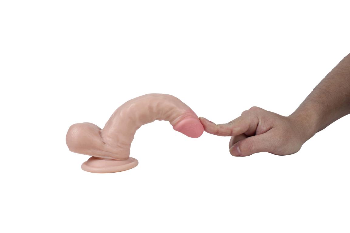 RP10034-df-3 REAL Реалистичный фаллоимитатор REAL с мошонкой на присоске, PVC, 17x3,5 см.