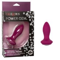 Анальная пробка с кристаллом и вибрацией бордо Power Gem Vibrating Petite Crystal Probe