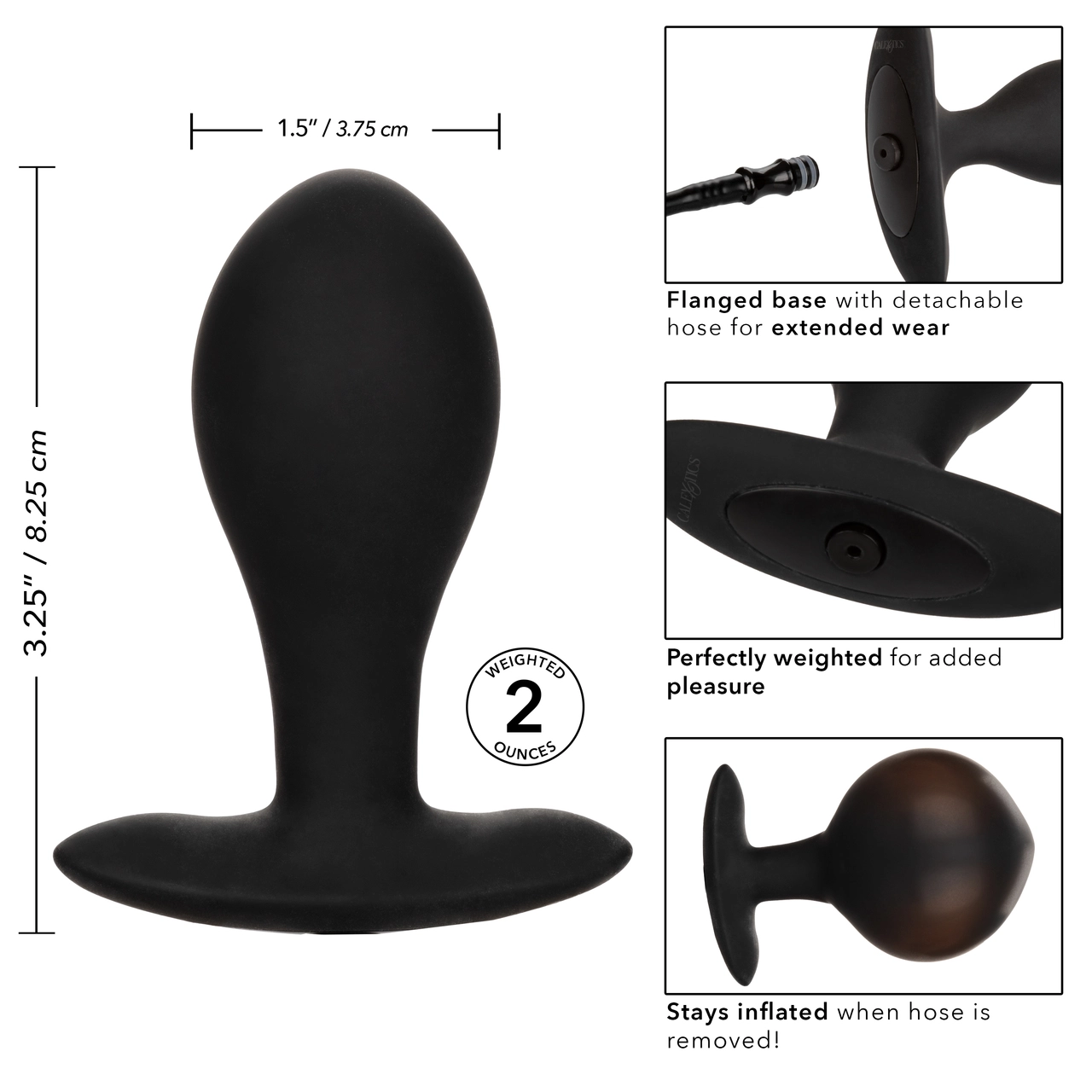 SE-0429-15-3-df-5 Анальная пробка с грушей LRG WEIGHTED SIL INFLT PLUG