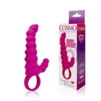 COSMO Фаллоиvитатор розовый ребристый с клиторальной стимуляцией L 95 мм D 20 мм арт. CSM-23023