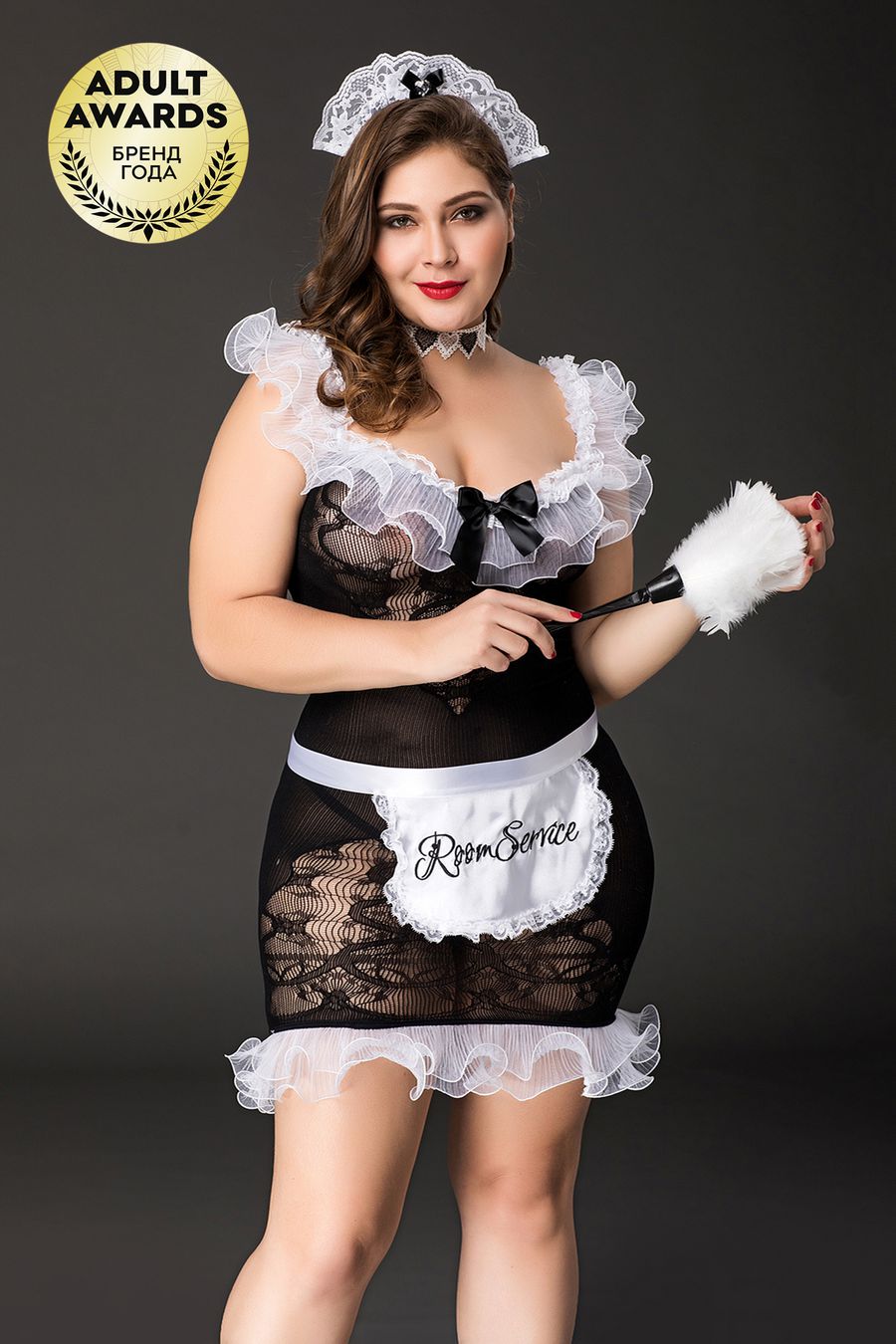 ed68750c0ad03592c5bcb83176a3d619 Candy Gir Костюм горничной Candy Girl Fanny (платье, ободок, чокер, фартук,метелка) черно-белый, 2XL